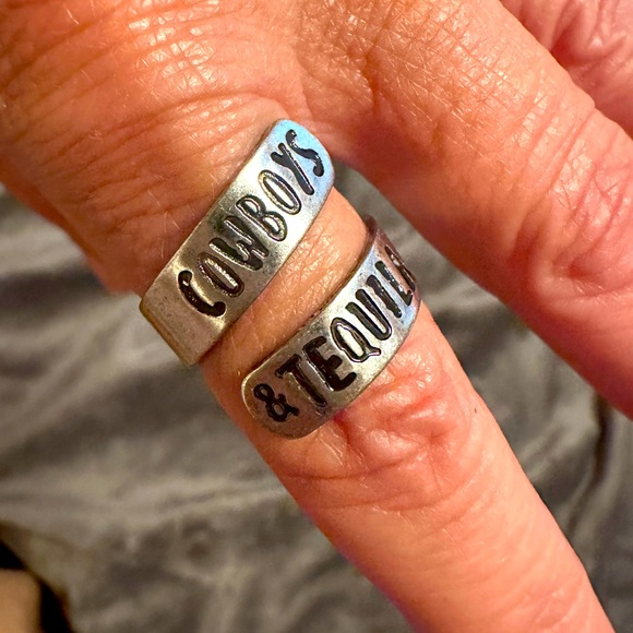 Cowboys & Tequila Adjustable Stainless Steel Ring - Picture 2 of 13